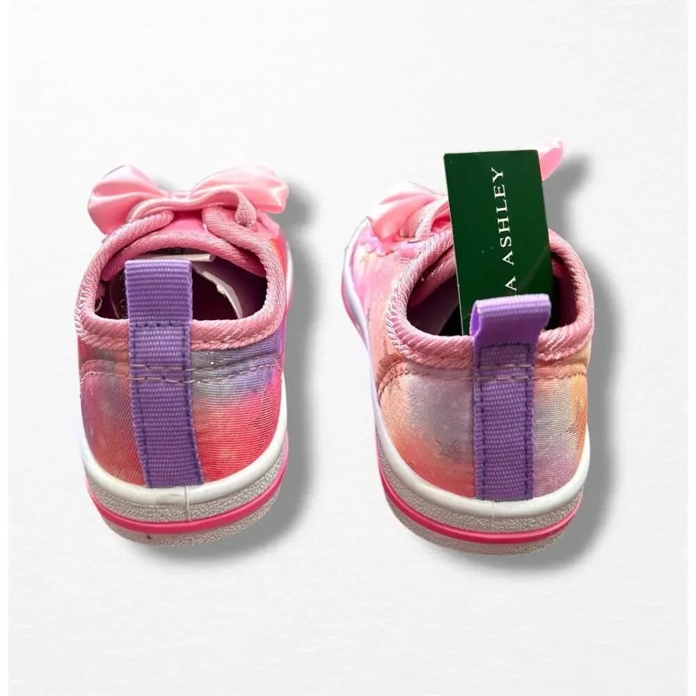 NEW Laura Ashley Pink Multi Canvas Sneakers, Toddler Size 5